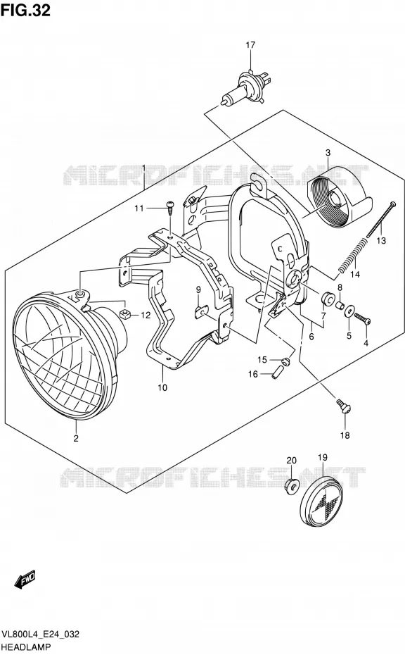 KOPLAMP Suzuki MOTO 800 INTRUDER 2014  VL800 L4/VL800T L4
