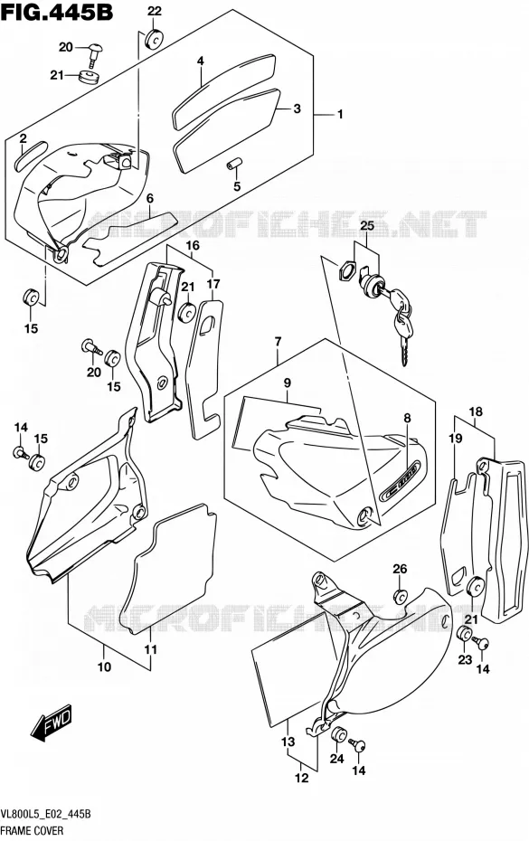 ACHTER KUIP (VL800L5 E19) Suzuki MOTO 800 INTRUDER 2015  VL800 L5 (E19)