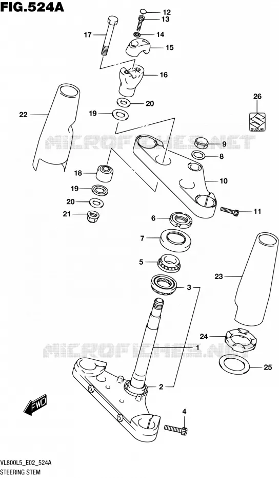 STUURKOLOM (VL800L5 E02) Suzuki MOTO 800 INTRUDER 2015  VL800 L5 (E19)