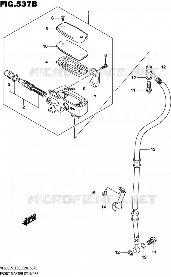 FRONT HOOFDREMCILINDER (VL800L5 E33) Suzuki MOTO 800 BOULEVARD 2015  VL800 L5/VL800T L5