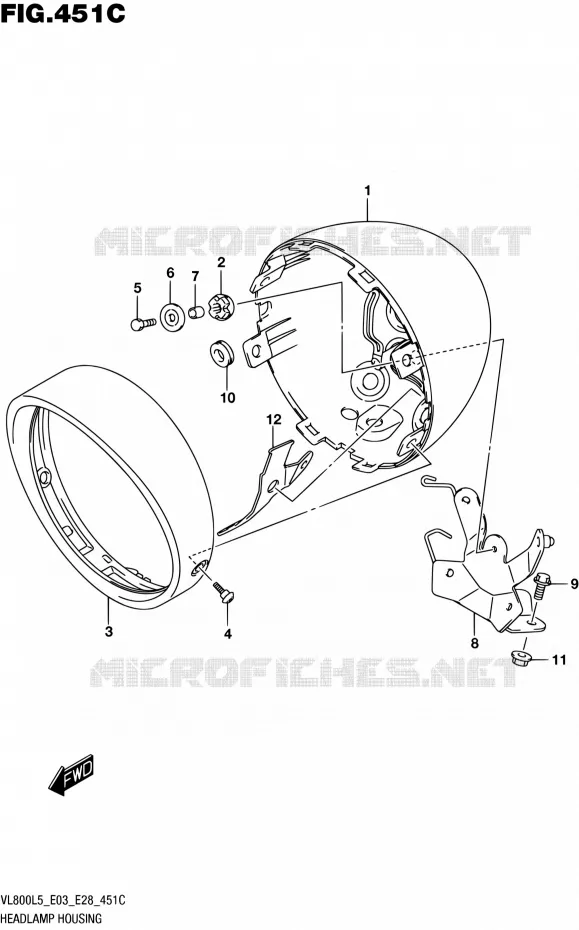 HEADLIGHT BOWL (VL800TL5 E03) Suzuki MOTO 800 BOULEVARD 2015  VL800 L5/VL800T L5