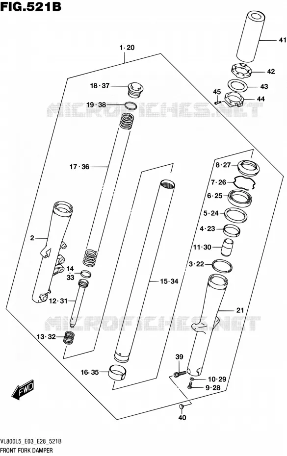 VOORVORK (VL800L5 E33) Suzuki MOTO 800 BOULEVARD 2015  VL800 L5/VL800T L5