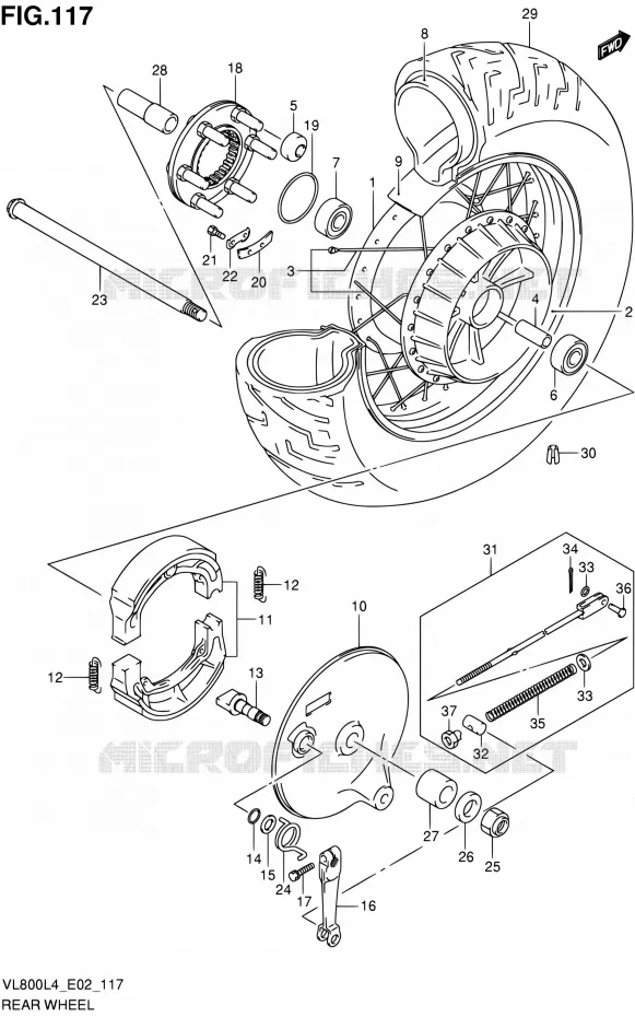 ACHTERWIEL (VL800L4 E02) Suzuki MOTO 800 INTRUDER 2014  VL80UE L4 (E19)