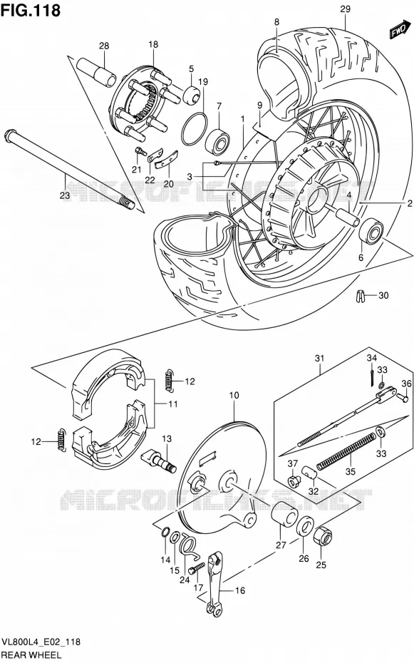 ACHTERWIEL (VL800L4 E19) Suzuki MOTO 800 INTRUDER 2014  VL80UE L4 (E19)