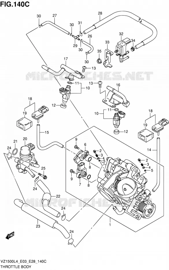 GASKLEPHUIS (VZ1500L4 E33) Suzuki MOTO 1500 BOULEVARD 2014  VZ1500 L4 (E03,E28,E33)