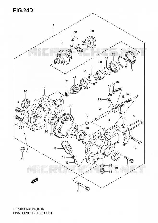 AANDRIJFAS (FRONT)(MODEL K7 P17) Suzuki QUAD 400 EIGER 2011  LT-A400F K7 (P17,P24)