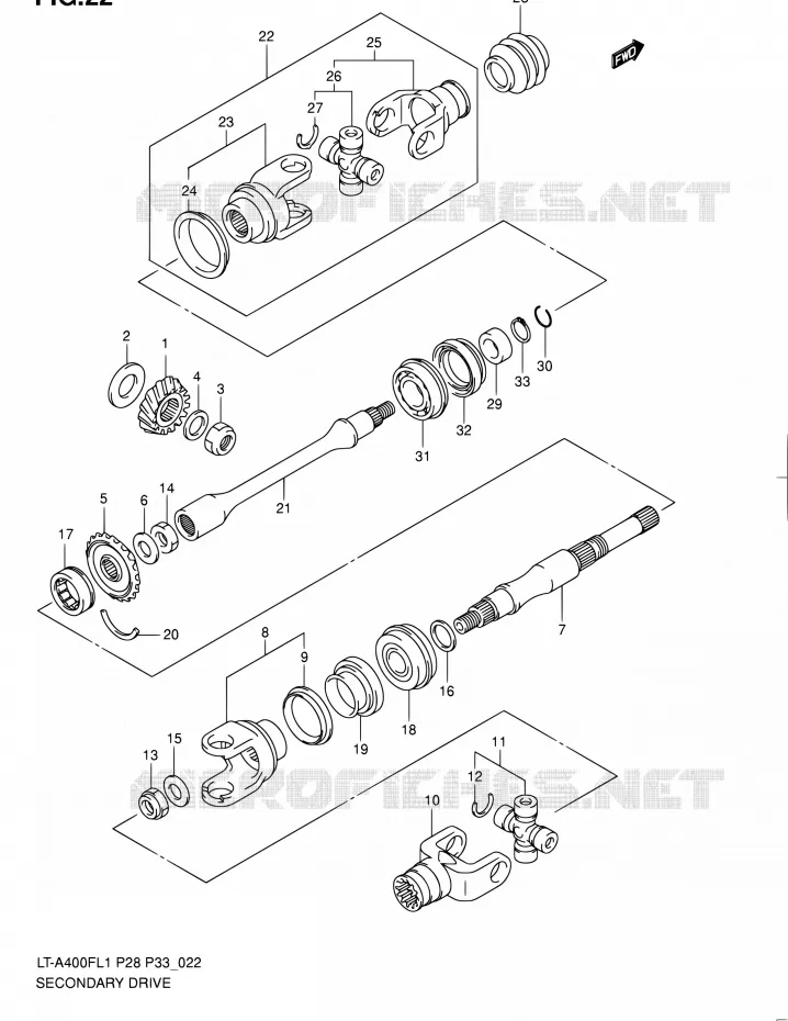 AANDRIJFAS Suzuki QUAD 400 KINGQUAD 2011  LT-A400F L1/LT-A400FZ L1 (P03,P28,P33)