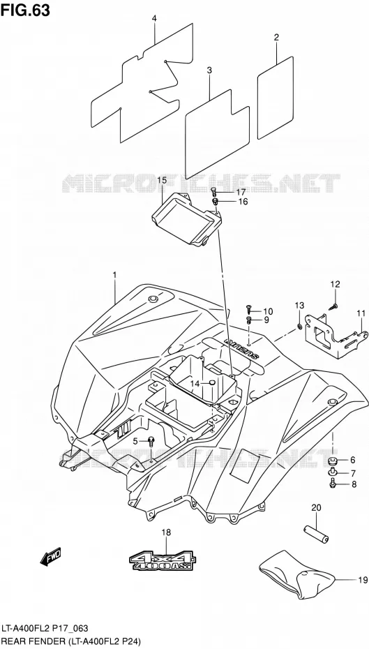 ACHTERSPATBORD (LT-A400FL2 P24) Suzuki QUAD 400 KINGQUAD 2012  LT-A400F L2/LT-A400FZ L2 (P17,P24)