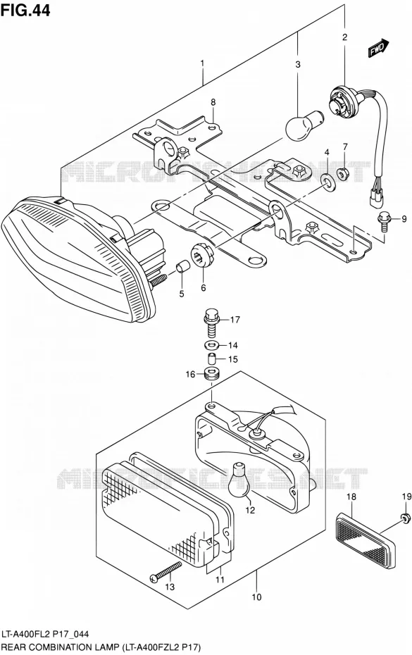 TAIL LIGHT ASSY (LT-A400FZL2 P17) Suzuki QUAD 400 KINGQUAD 2012  LT-A400F L2/LT-A400FZ L2 (P17,P24)