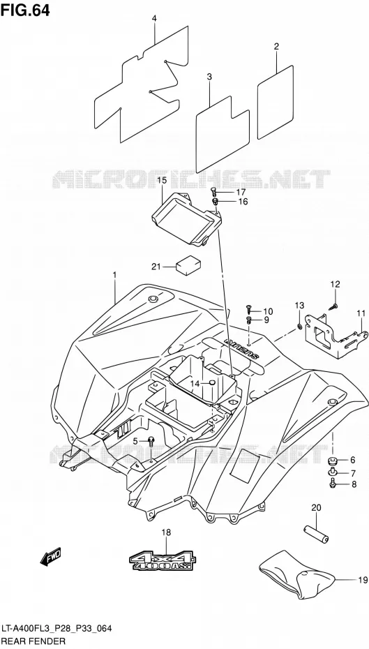 ACHTERSPATBORD (LT-A400FZL3 P28) Suzuki QUAD 400 KINGQUAD 2013  LT-A400F L3/LT-A400FZ L3 (P03,P28,P33)