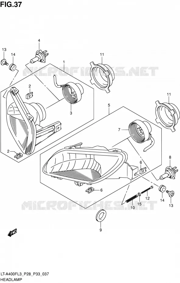 KOPLAMP (LT-A400FZL3 P33) Suzuki QUAD 400 KINGQUAD 2013  LT-A400F L3/LT-A400FZ L3 (P03,P28,P33)