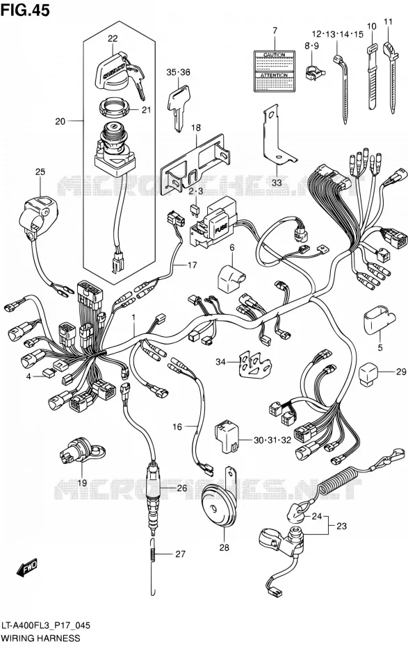 BEDRADING (LT-A400FL3 P17) Suzuki QUAD 400 KINGQUAD 2015  LT-A400F L3/LT-A400FZ L3 (P17,P24)