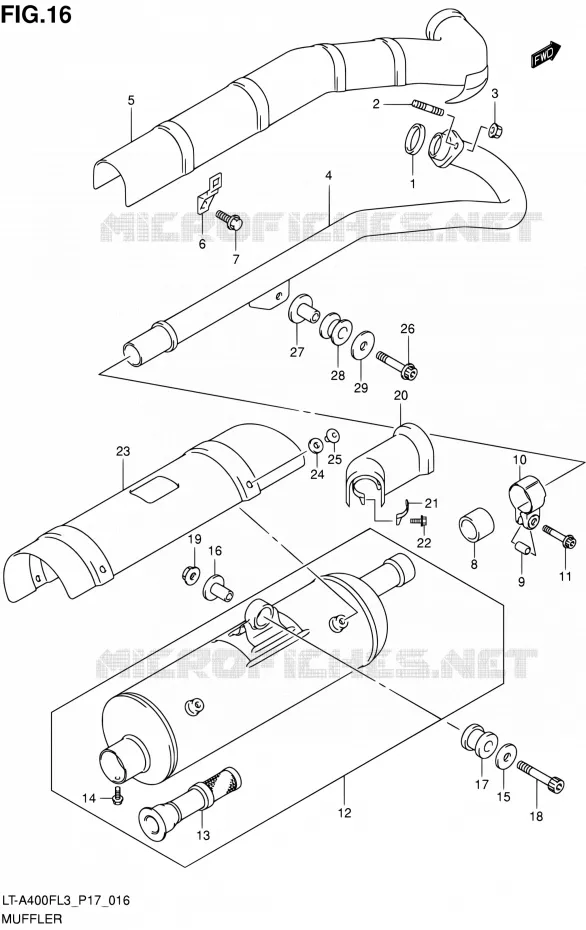 GELUIDDEMPER Suzuki QUAD 400 KINGQUAD 2013  LT-A400F L3/LT-A400FZ L3 (P17,P24)