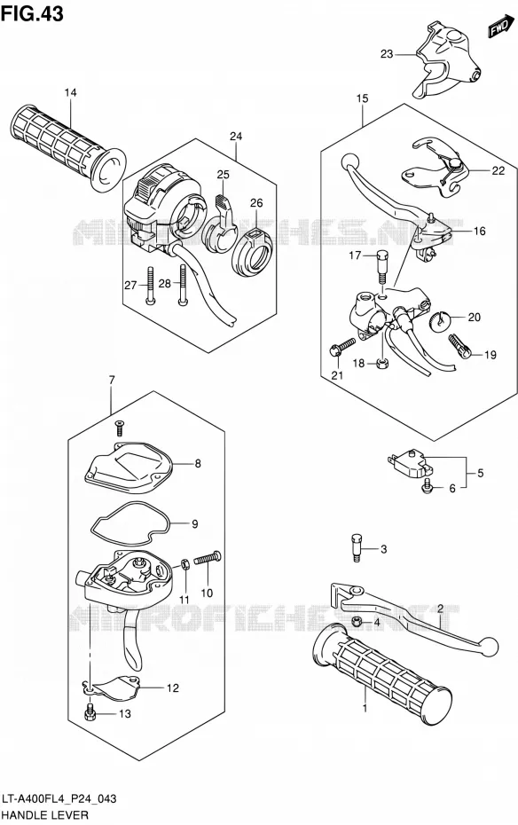 HANDGRIPS - LEVERS Suzuki QUAD 400 KINGQUAD 2014  LT-A400F L4 (P24)