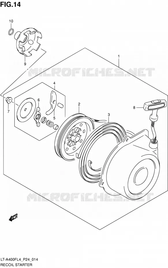 TERUGLOOPSTARTER Suzuki QUAD 400 KINGQUAD 2014  LT-A400F L4 (P24)