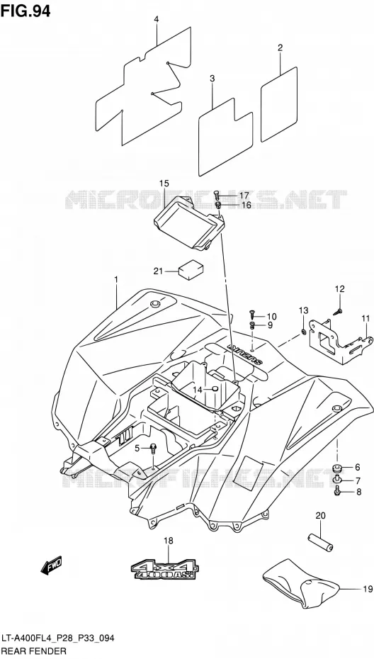 ACHTERSPATBORD (LT-A400FZL4 P33) Suzuki QUAD 400 KINGQUAD 2014  LT-A400F L4/LT-A400FZ L4 (P03,P28,P33)