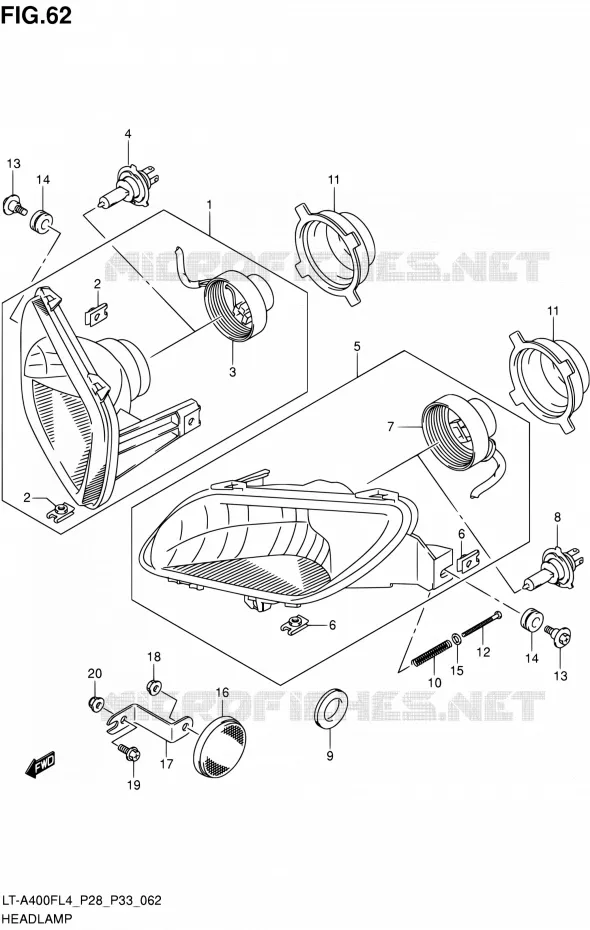 KOPLAMP (LT-A400FZL4 P28) Suzuki QUAD 400 KINGQUAD 2014  LT-A400F L4/LT-A400FZ L4 (P03,P28,P33)
