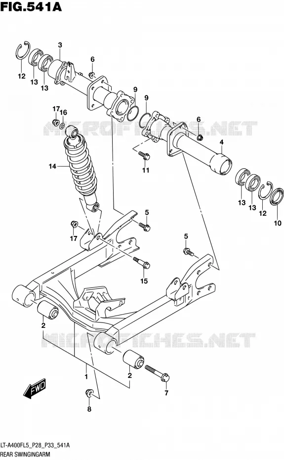 SWINGARM (LT-A400FL5 P28) Suzuki QUAD 400 KINGQUAD 2015  LT-A400F L5/LT-A400FZ L5 (P03,P28,P33)
