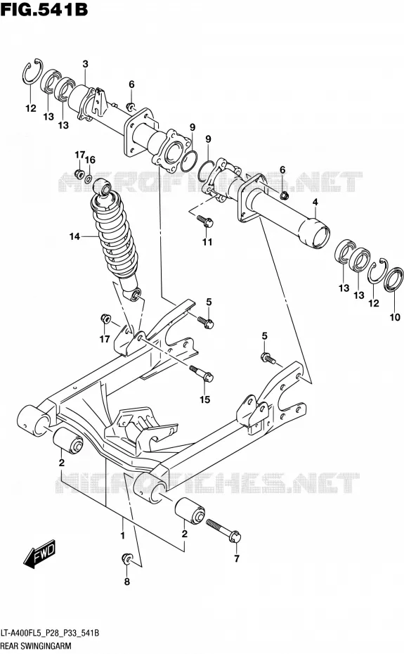 SWINGARM (LT-A400FL5 P33) Suzuki QUAD 400 KINGQUAD 2015  LT-A400F L5/LT-A400FZ L5 (P03,P28,P33)