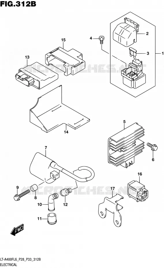 ELEKTRISCH (LT-A400FL6 P33) Suzuki QUAD 400 KINGQUAD 2016  LT-A400F L6/LT-A400FZ L6 (P03,P28,P33)