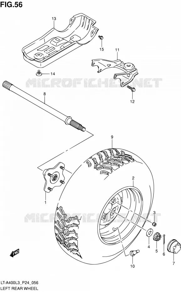 LINKERHAND ACHTERWIEL Suzuki QUAD 400 KINGQUAD 2013  LT-A400 L3 (P24)