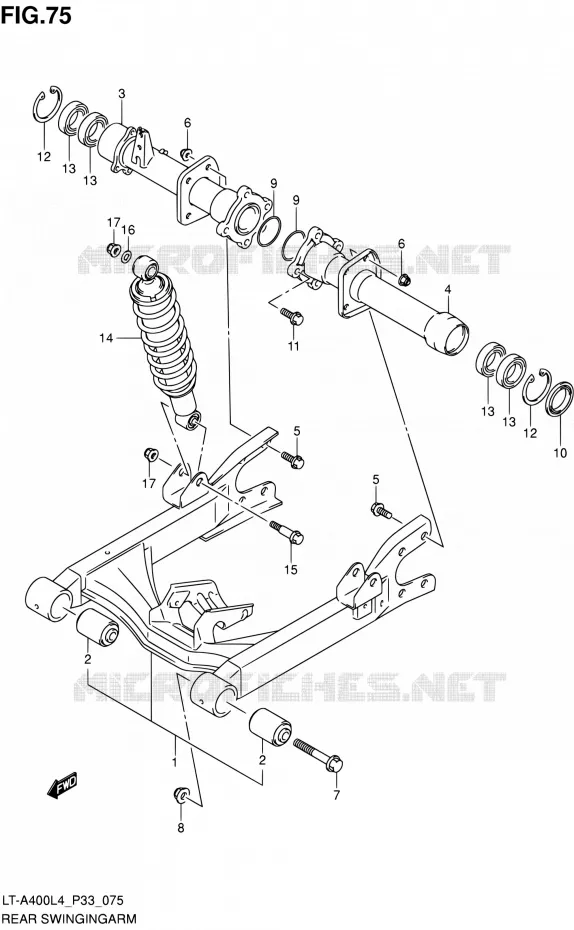 SWINGARM (LT-A400ZL4 P33) Suzuki QUAD 400 KINGQUAD 2014  LT-A400 L4 (P03,P28,P33)
