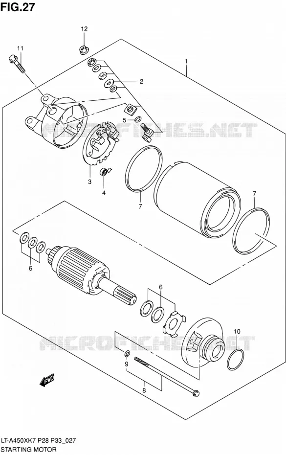 STARTMOTOR Suzuki QUAD 450 KINGQUAD 2010  LT-A450X L0 (P03,P28,P33)