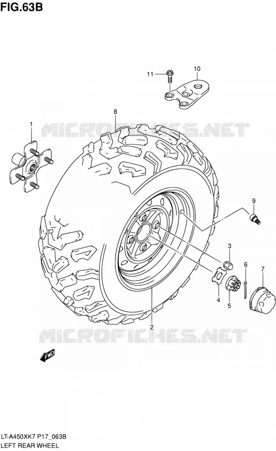 LINKERHAND ACHTERWIEL (LT-A450XK9/XL0) Suzuki QUAD 450 KINGQUAD 2010  LT-A450X L0 (P17,P24)