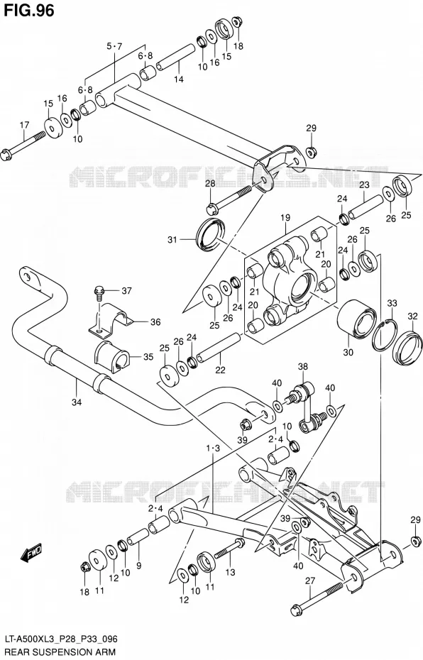 ACHTERWIELOPHANGING ARM Suzuki QUAD 500 KINGQUAD 2013  LT-A500X L3/LT-A500XZ L3 (P03,P28,P33)