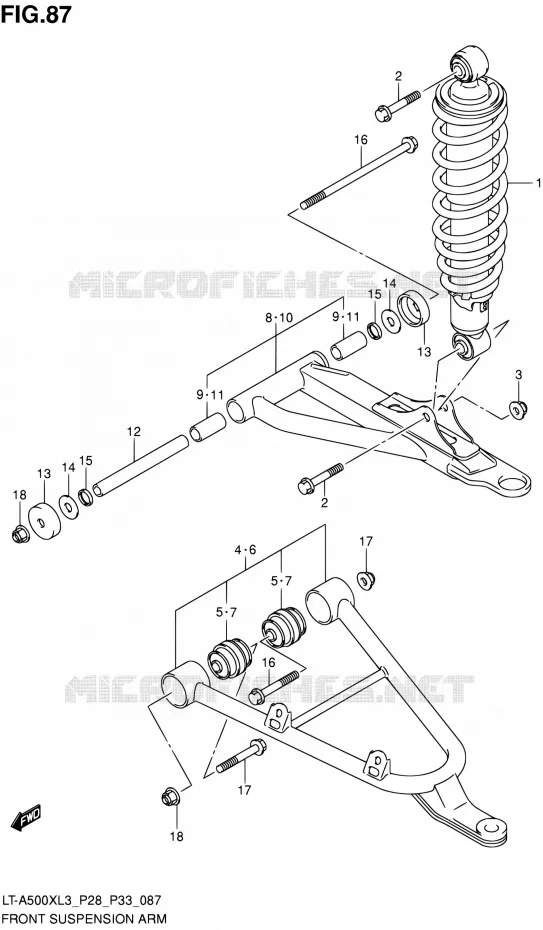 VOORWIELOPHANGING ARM Suzuki QUAD 500 KINGQUAD 2013  LT-A500X L3/LT-A500XZ L3 (P03,P28,P33)