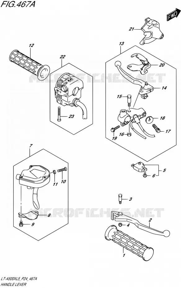 HANDGRIPS - LEVERS Suzuki QUAD 500 KINGQUAD 2015  LT-A500X L5 (P24)