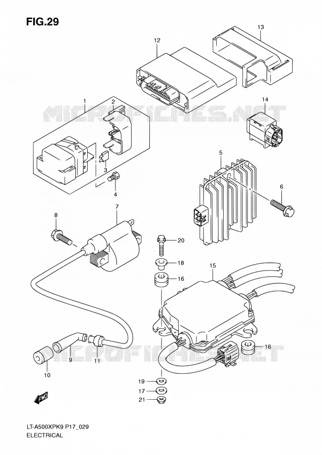 ELEKTRISCH (LT-A500XPK9/XPZK9) Suzuki QUAD 500 KINGQUAD 2010  LT-A500XP L0 (P17,P24)