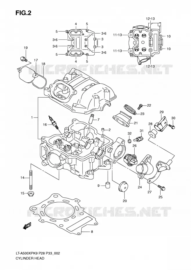 CILINDERKOP Suzuki QUAD 500 KINGQUAD 2010  LT-A500XP L0/LT-A500XPZ L0 (P28,P33)