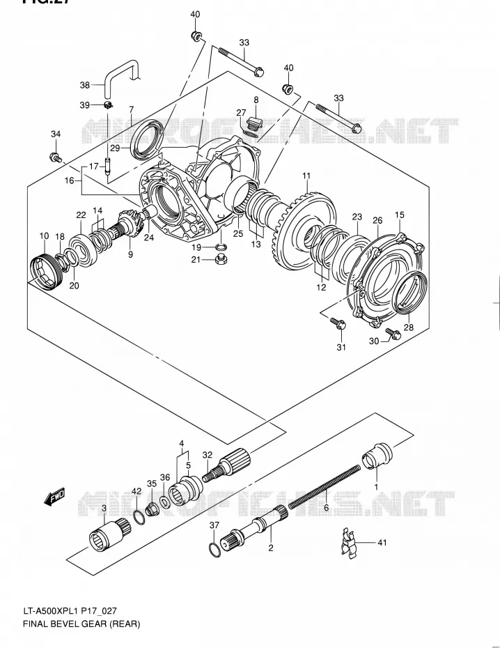 AANDRIJFAS (ARRIERE) Suzuki QUAD 500 KINGQUAD 2011  LT-A500XP L1 (P17,P24)
