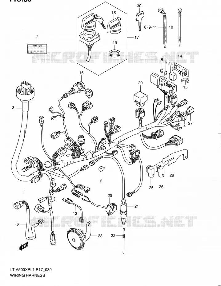 BEDRADING (LT-A500XPL1 P24) Suzuki QUAD 500 KINGQUAD 2011  LT-A500XP L1 (P17,P24)