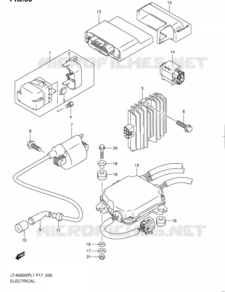 ELEKTRISCH (LT-A500XPL1 P17) Suzuki QUAD 500 KINGQUAD 2011  LT-A500XP L1 (P17,P24)