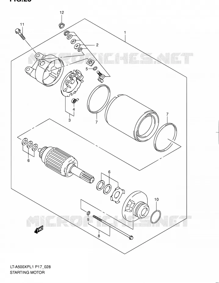 STARTMOTOR Suzuki QUAD 500 KINGQUAD 2011  LT-A500XP L1 (P17,P24)