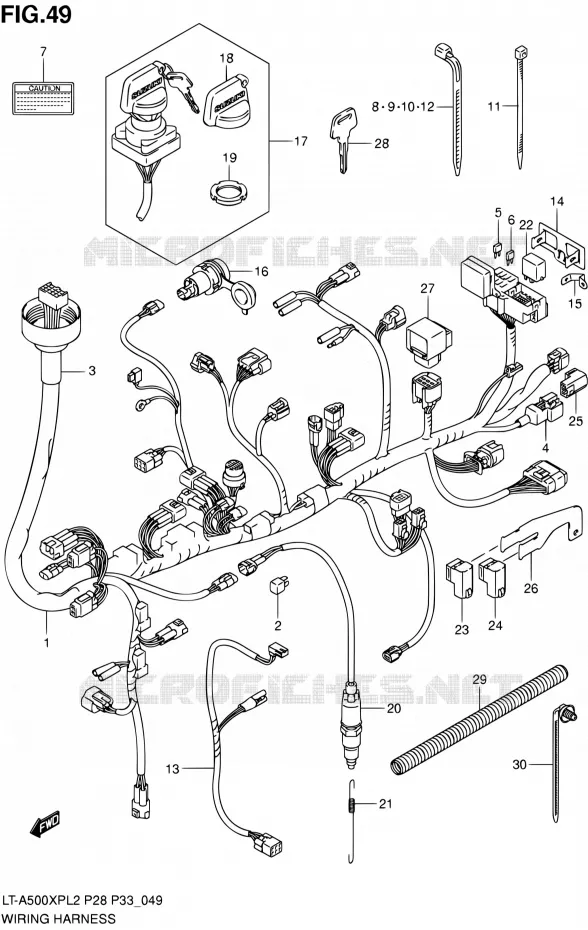 BEDRADING (LT-A500XPZL2 P33) Suzuki QUAD 500 KINGQUAD 2012  LT-A500XP L2/LT-A500XPZ L2 (P03,P28,P33)