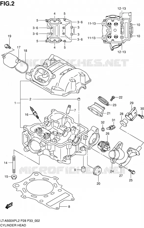 CILINDERKOP Suzuki QUAD 500 KINGQUAD 2012  LT-A500XP L2/LT-A500XPZ L2 (P03,P28,P33)