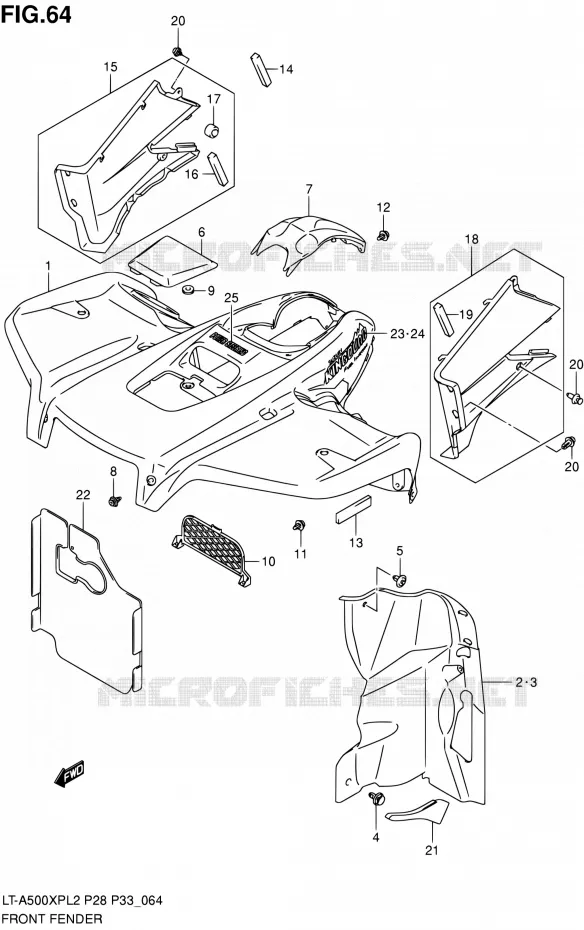 FRONT FENDER (LT-A500XPZL2 P28) Suzuki QUAD 500 KINGQUAD 2012  LT-A500XP L2/LT-A500XPZ L2 (P03,P28,P33)