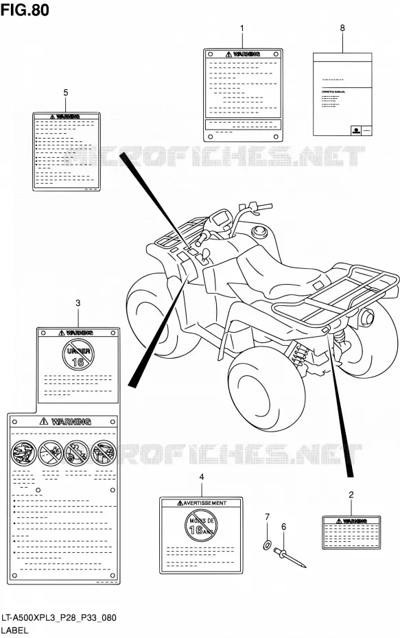 ETIKET (LT-A500XPL3 P28) Suzuki QUAD 500 KINGQUAD 2013  LT-A500XP L3/LT-A500XPZ L3 (P03,P28,P33)