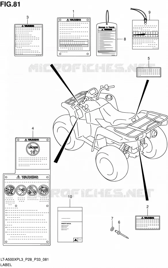 ETIKET (LT-A500XPL3 P33) Suzuki QUAD 500 KINGQUAD 2013  LT-A500XP L3/LT-A500XPZ L3 (P03,P28,P33)