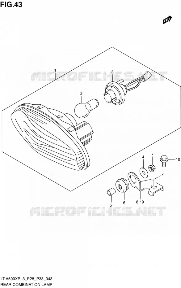 TAIL LIGHT ASSY (LT-A500XPL3 P33) Suzuki QUAD 500 KINGQUAD 2013  LT-A500XP L3/LT-A500XPZ L3 (P03,P28,P33)