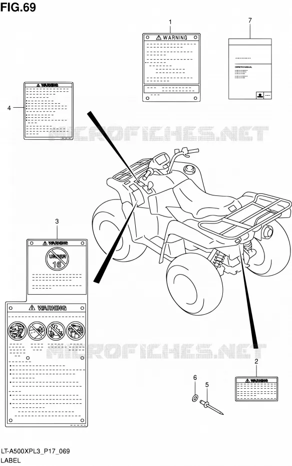 ETIKET (LT-A500XPL3 P24) Suzuki QUAD 500 KINGQUAD 2013  LT-A500XP L3/LT-A500XPZ L3 (P17,P24)