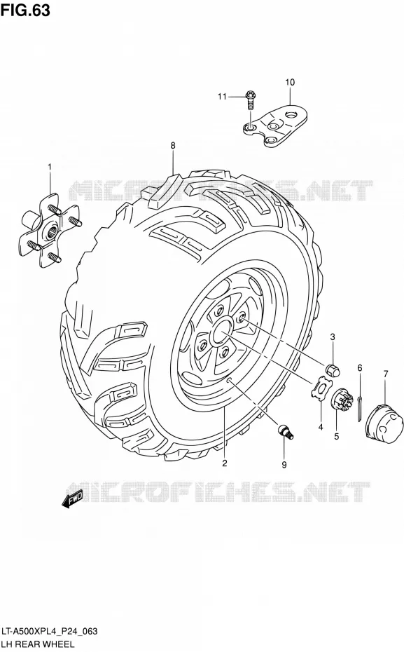 LINKERHAND ACHTERWIEL Suzuki QUAD 500 KINGQUAD 2014  LT-A500XP L4 (P24)