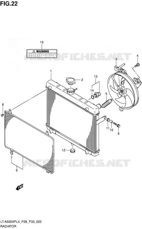 RADIATOR (LT-A500XPZL4 P33) Suzuki QUAD 500 KINGQUAD 2014  LT-A500XP L4/LT-A500XPZ L4 (P03,P28,P33)