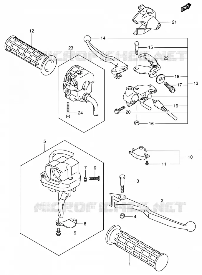 HANDGRIPS - LEVERS Suzuki QUAD 700 KINGQUAD 2005  LT-A700X K5 (E17,E24)