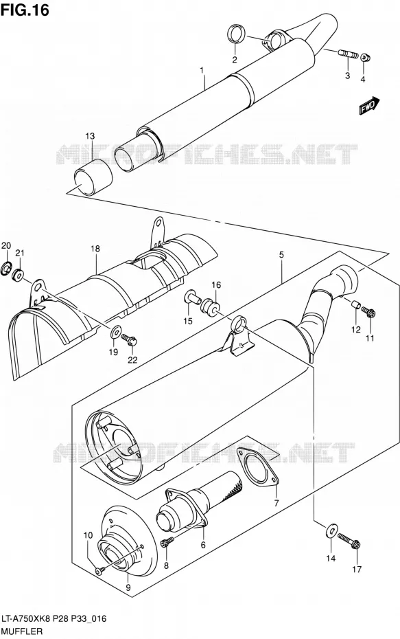 GELUIDDEMPER Suzuki QUAD 750 KINGQUAD 2010  LT-A750X L0/LT-A750XZ L0 (P03,P28,P33)