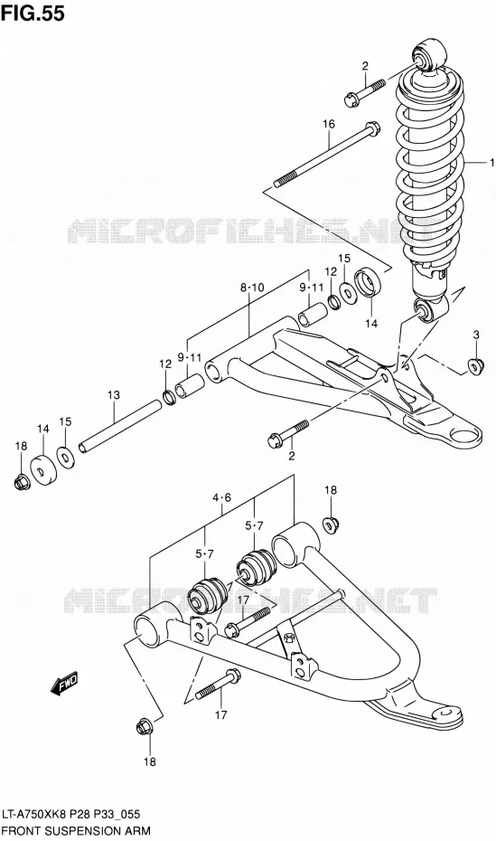 VOORWIELOPHANGING ARM Suzuki QUAD 750 KINGQUAD 2010  LT-A750X L0/LT-A750XZ L0 (P03,P28,P33)
