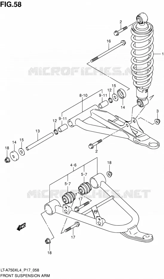 VOORWIELOPHANGING ARM Suzuki QUAD 750 KINGQUAD 2014  LT-A750X L4/LT-A750XZ L4 (P17)